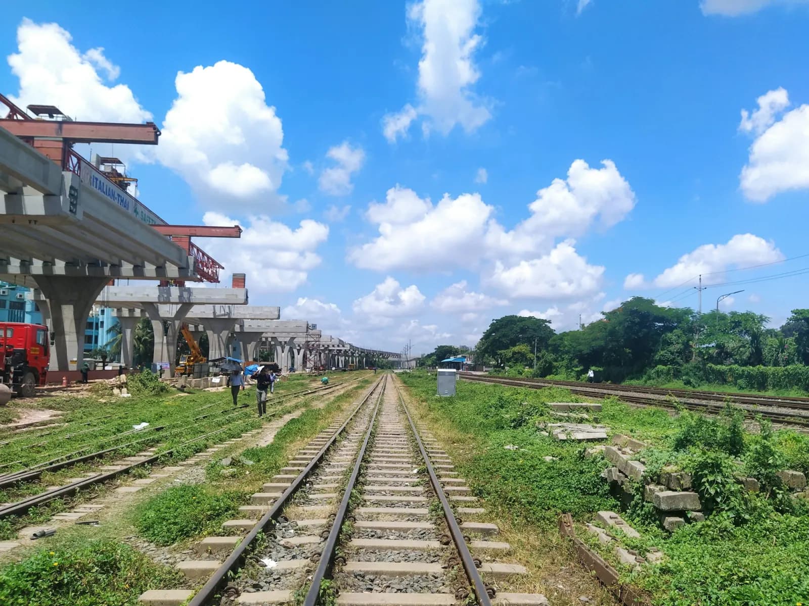 Railway line and train route through Dhaka, Bangladesh during the Modern Dhaka City Tour